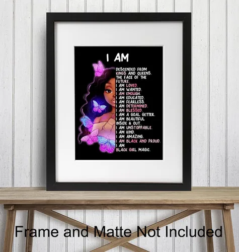 Miniatura 3 de Arte de pared y decoración de niña afroamericana – I Am Black Girl Magic – Arte negro – Afirmaciones positivas inspiradoras – Citas positivas