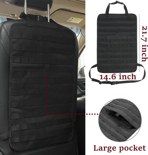 Miniatura 4 de Pack de 6 organizadores tácticos Molle para respaldo de asiento de coche - Organizador táctico de panel para vehículo con 5 bolsas Molle