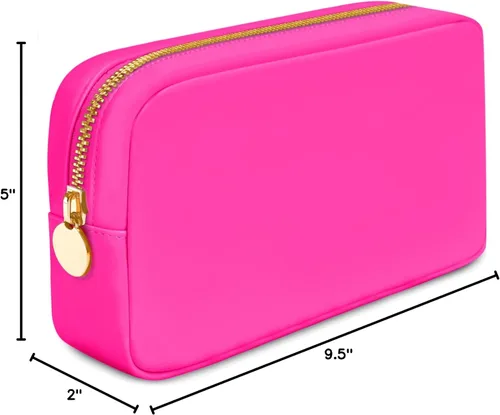 Miniatura 7 de DANCOUR Bolsas de maquillaje de nailon para mujer, bolsa grande de aseo de viaje, bolsa de cosméticos, organizador de maquillaje Rosa fuerte