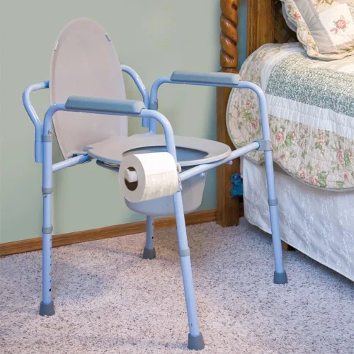 Miniatura 6 de Carex Cómoda plegable 3 en 1 con 14 forros de cómoda - Porta Potty para adultos - Inodoro portátil soporta hasta 300 libras, cómodas de cabecera