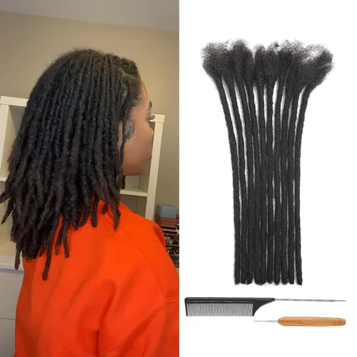 Miniatura 31 de Extensiones de Rastas de Cabello Humano 0.4cm de Grosor 4 Pulgadas 20 Hebras 100% Cabello Humano Real para Hombres/Mujeres/Niños Completamente