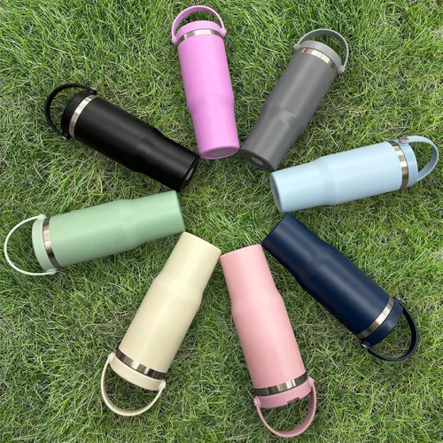 Miniatura 7 de Vaso de 30 onzas con asa superior, vaso aislado al vacío de doble pared con popote abatible, taza de café de viaje de 30 onzas con recubrimiento
