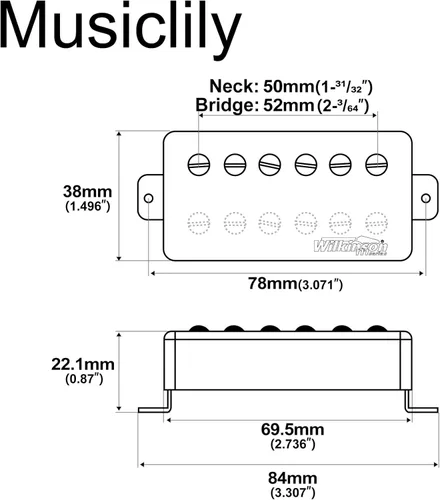 Miniatura 2 de Wilkinson Vintage Tone Alnico - Juego de 5 pastillas Humbucker para guitarra eléctrica estilo Les Paul, cromada Juego de cromo
