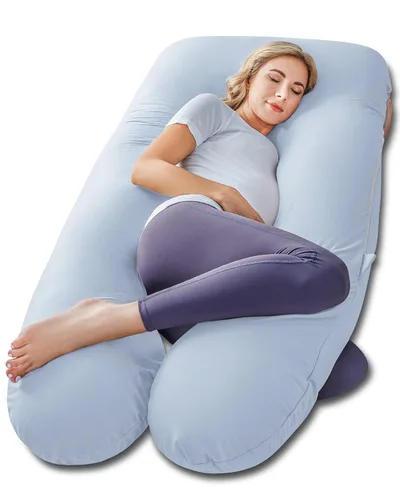 Miniatura 30 de Meiz - Almohada de embarazo, almohadas refrescantes de embarazo para dormir, almohada de embarazo de cuerpo completo con funda reversible de jersey
