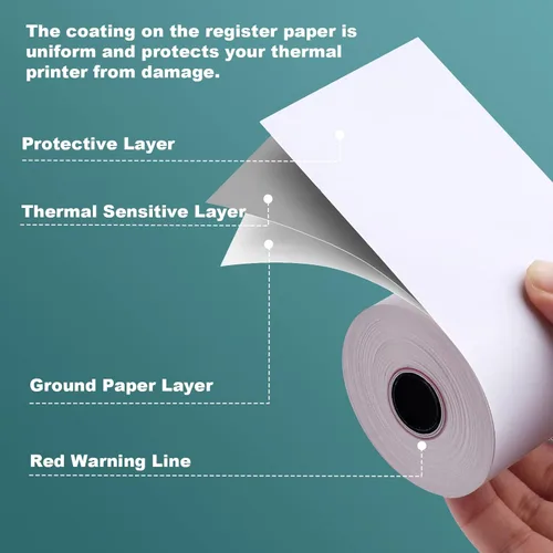 Miniatura 6 de SJPACK Rollo de papel térmico de 2-1/4" x 50'-200 paquetes de papel de recibo POS, adecuado para cajas registradoras, terminales de tarjetas