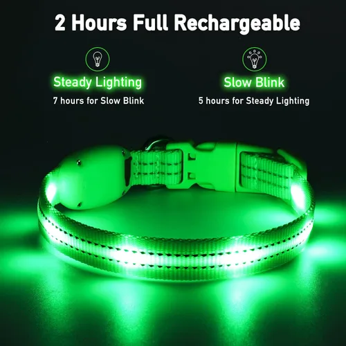 Miniatura 3 de Collares iluminados para perros pequeños, medianos y grandes, collar de perro LED ajustable, collar recargable suave brillante para perros y gatos
