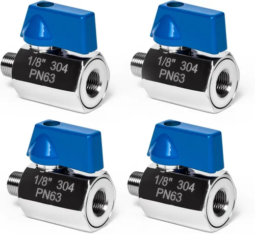 Miniatura 12 de Paquete de 2 válvulas de bola mini de 1", válvula de cierre de acero inoxidable 304 rosca NPT hembra x macho válvulas pequeñas para espacio compacto