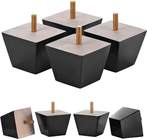 Miniatura 5 de Michanco Patas para muebles de 2 pulgadas, patas cuadradas negras para sofá, patas de repuesto de madera, juego de 4 patas para tocador otomano