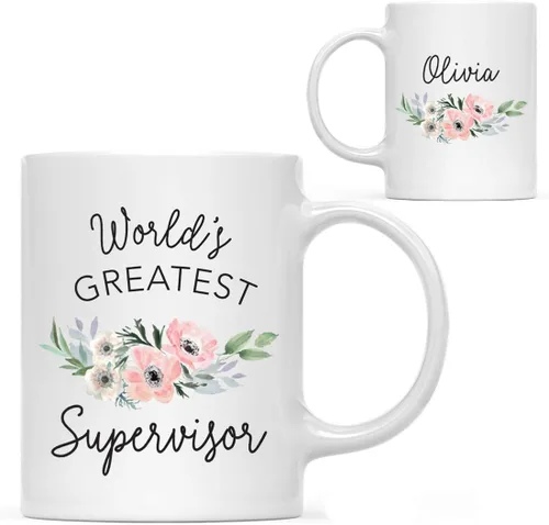 Miniatura 23 de Andaz Press Taza de café personalizada de 11 onzas, taza ejecutiva de relaciones públicas más grande del mundo, flor de anémona rosa, 1 paquete