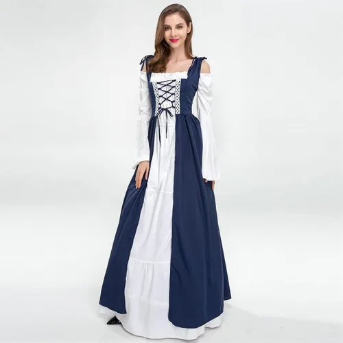 Miniatura 4 de FRMUIC Vestidos renacentistas para mujer, disfraces de Halloween, medieval, irlandés, sobre vestido, camisola, bohemio, vestido campesino victoriano