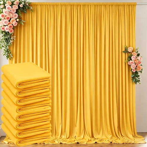 Miniatura 54 de Cortinas de telón de fondo blanco de 30 pies x 8 pies para fiestas de boda, 6 paneles de 5 pies x 8 pies, cortinas de fotografía de poliéster sin