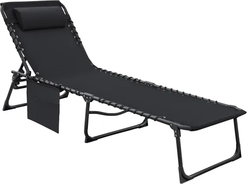 Miniatura 8 de Flamaker Silla Tumbona boca abajo ajustable de 5 posiciones para tomar el sol, silla de bronceado plegable con agujeros para la cara y los brazos