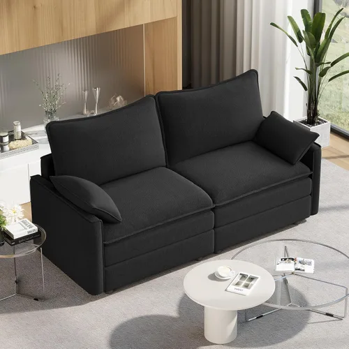 Miniatura 92 de Vesgantti 2 Piece Loveseat & 3 Seater Sofa Set, Modular Cloud Couch, Beige
