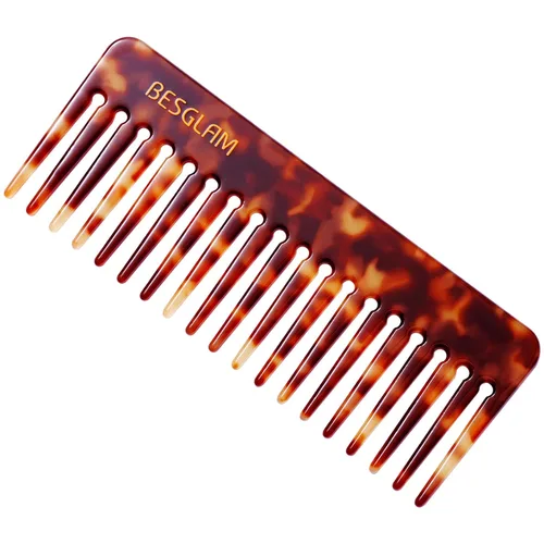 Miniatura 10 de Peine de dientes anchos para rizos y cabello grueso, peine desenredante grande para mujeres, acetato de 6 pulgadas de longitud completa