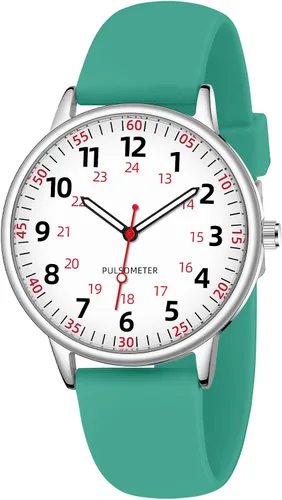 Miniatura 12 de Reloj de enfermera para mujer, resistente al agua, analógico, de silicona, con segundero, reloj de enfermería