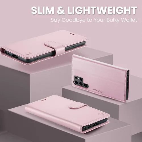 Miniatura 6 de FLIPALM Funda tipo cartera para Samsung Galaxy S23 Ultra, con bloqueo RFID, soporte para tarjetas de crédito, de piel sintética, con función atril
