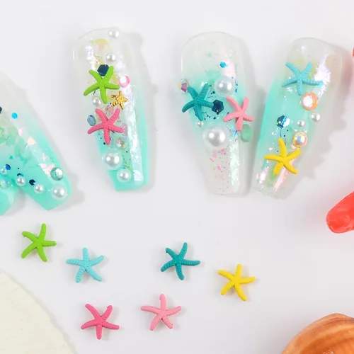 Miniatura 8 de 60 dijes de uñas de estrella de mar, aleación de verano, 3D, para decoración de uñas temática de playa, arte de uñas y fabricación de joyas