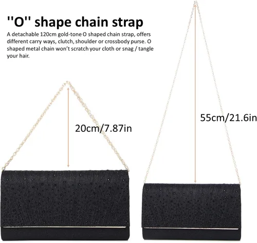 Miniatura 5 de DETARA Bolsas de noche para mujer, con lentejuelas con purpurina, bolso de mano brillante para mujer, bolso formal de boda, fiesta, baile