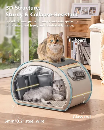 Miniatura 5 de Pecute Casa de refrigeración para gatos, con alfombrilla de refrigeración para perros pequeños, cama interior para gatos con aislamiento y 6 bolsas