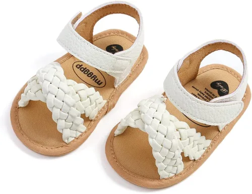 Miniatura 3 de COSANKIM Sandalias de bebé niña suela de goma verano al aire libre bebé primer caminante cuna vestido zapatos bebé sandalias, 06 blanco