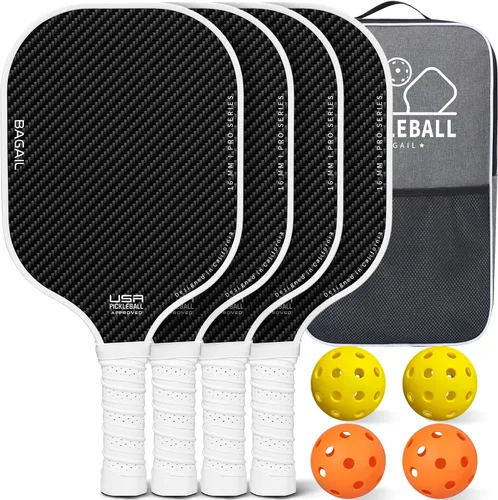 Miniatura 18 de BAGAIL Palas de pickleball aprobadas por USAPA, juego de pickleball de superficie de fibra de vidrio, raquetas ligeras con 4 bolas, 1 bolsa