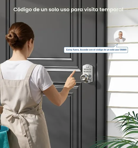 Miniatura 5 de Veise KS03 - Cerradura de perilla de puerta con teclado, cerradura digital de entrada sin llave con asa, perilla inteligente electrónica para puerta