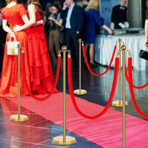 Miniatura 5 de Woanger Juego de 8 decoraciones de fiesta de alfombra roja de 27.5 pulgadas, postes ligeros y cuerdas de terciopelo para alfombra roja, noche