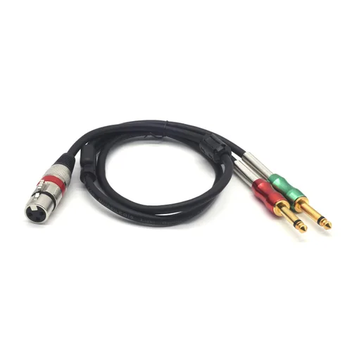 Miniatura 2 de XLR hembra a 0.250 in 1/4 pulgadas mono macho audio Y cable divisor en Y, doble 0.250 in 1/4" macho a XLR hembra 3Pin micrófono convertidor de audio