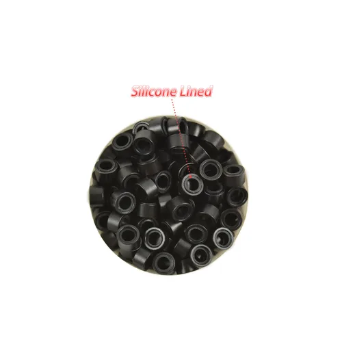 Miniatura 3 de 500 cuentas de micro anillos forradas de silicona de 0.197 in para extensiones de cabello con punta I (negro)