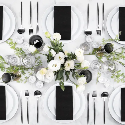 Miniatura 2 de KAMMAK Servilletas Negras Desechables con Bolsillo para Boda, Servilletas Decorativas de Cena de Papel, Paquete de 100, Toallas de Mano de Invitado