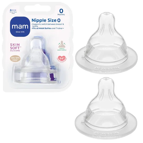 Miniatura 8 de MAM Tetinas para biberón de flujo lento nivel 1, para recién nacidos y mayores, tetinas de silicona SkinSoft para biberones, se adapta a todos