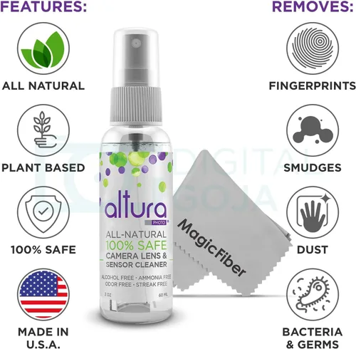 Miniatura 3 de Altura Photo Kit profesional de limpieza de cámara para cámaras DSLR APS-C y sin espejo, limpiador de lentes y sensores, incluye funda, aerosol