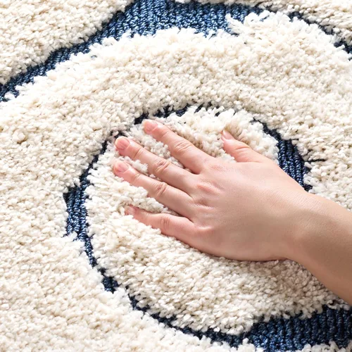 Miniatura 18 de SAFAVIEH - Alfombra de la colección Florida Shag - 10 pies redonda, color crema y beige, diseño de pergamino, no suelta pelusa y fácil de limpiar