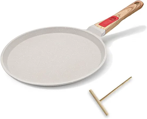 RANX INGST Sartén antiadherente para crepas con mango desmontable, sartén para tortillas Dosa Tawa de aluminio fundido de 8 pulgadas, compatible con