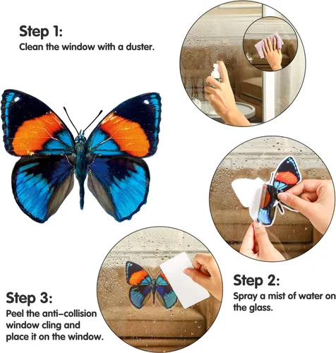 Miniatura 4 de Outus 40 calcomanías de mariposa para ventana de vidrio, mariposas, adhesivos anticolisión, decoración de primavera para evitar que personas