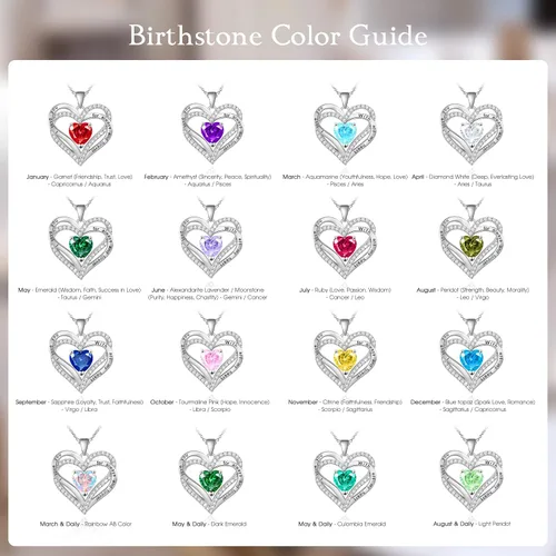 Miniatura 5 de Beauyist Birthstone Necklaces for Women & Girls, Love Heart Pendant Necklace Chains Jewelry Gifts, 5A Zirconia I Love You Necklace, Anniversary