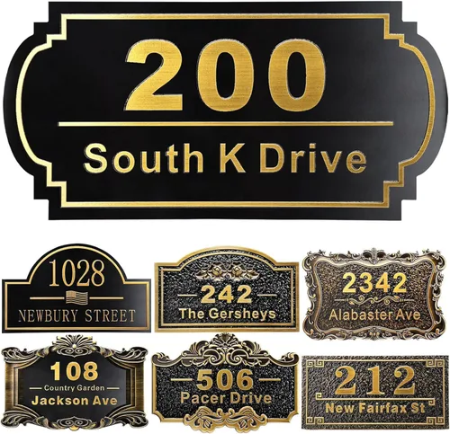 Miniatura 32 de Placa personalizada de dirección de casa de 12 pulgadas, números fundidos para exteriores, placa de señal de dirección personalizada con nombre