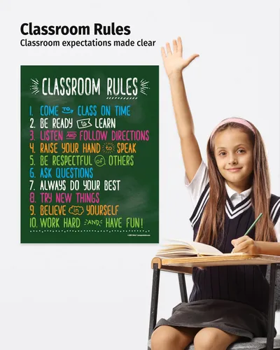 Miniatura 4 de ZOCO - Póster de reglas del aula, laminado, 17 x 22 pulgadas, póster de reglas de clase para escuela secundaria, póster de expectativas de aula