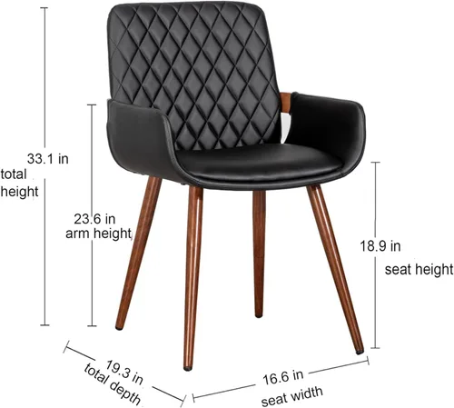 Miniatura 2 de LUNLING Sillas de Comedor Modernas de Mediados de Siglo de Cuero Sintético, Sillas con Asiento Tapizado y Patas de Metal, Silla de Cocina de Cuero