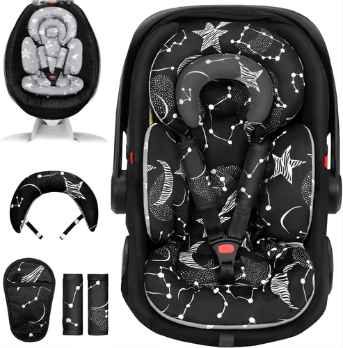 Miniatura 9 de TinlyFinly inserto de asiento de coche para bebé con almohadilla extra para prematuros a niños pequeños, inserto reversible para asiento de coche