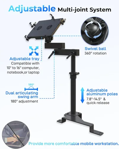 Miniatura 4 de Soporte para laptop de camión apto para Ford F150, F350, F250, F550, sin perforaciones, soporte para computadora portátil de hasta 17 pulgadas