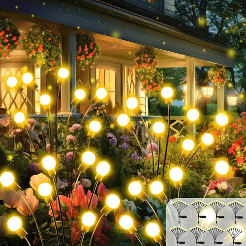 Miniatura 13 de 2026 Luces Solares Actualizadas para Exteriores, Juego de 8 Luces de Jardín Solares con 2 Modos, Luces de Luciérnaga al Aire Libre Impermeables