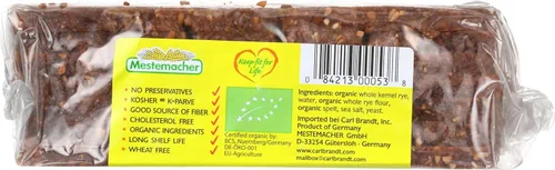 Miniatura 6 de Mestemacher Pan orgánico de centeno y espelta, 17.6 onzas, hecho con granos integrales, vegano, sin OMG, auténtica receta alemana
