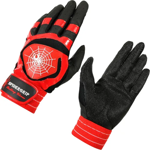 Miniatura 3 de J&S Sporting Spider Grip - Guantes de bateo de béisbol antideslizantes - Agarre antideslizante duradero para hombres y jóvenes jugadores Negro rojo