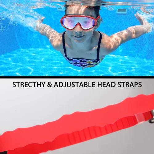 Miniatura 6 de Paquete de 2 gafas de natación para niños, gafas de natación para niños de 3 a 15 años Rojo/Negro y Blanco/Azul