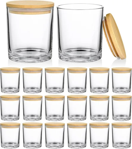 Miniatura 14 de SUPMIND Paquete de 15 Frascos de Velas de Vidrio, Recipientes para Velas Transparentes de 7oz con Tapas de Bambú y Etiquetas, Frascos de Velas