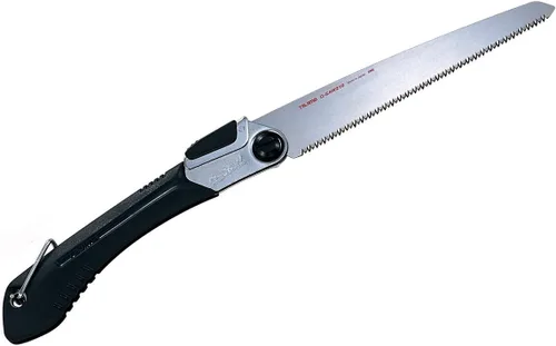 TAJIMA GK-G210 - Sierra de mano de corte a ras japonesa de 8.268 in x 9 TPI con hoja multiposición y mango plegable de elastómero