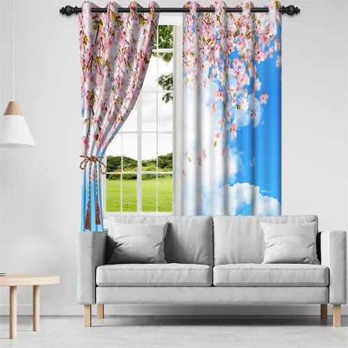 Miniatura 161 de Cortinas japonesas con pintura de tinta, monte Fuji, sol rojo, puesta de sol, hojas de bambú, cortinas de ventana para dormitorio, sala de estar
