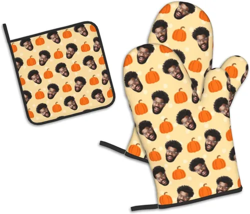 Miniatura 17 de Manoplas de horno personalizadas para Navidad, juego de guantes de horno personalizados y soportes para ollas con foto, divertidos regalos
