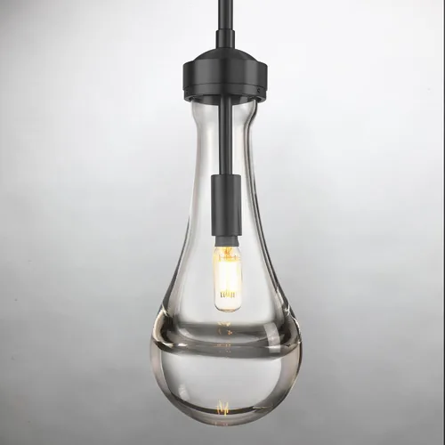 Miniatura 9 de Untrammelife Lámpara colgante de gota de lluvia, latón dorado soplado a mano transparente de vidrio sólido colgante, lámpara colgante de varilla